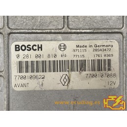 ENGINE ECU BOSCH EDCMSA15.5-5.4 0281001810 RENAULT MEGANE I 1.9 DTI 74KW 100HP 7700109622 7700107088 - WITH DISABLED IMMOBILIZER