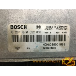 ENGINE ECU BOSCH EDC15C3-4.1 0281010632 RENAULT TRAFIC II 1.9 DCI 100CV 8200051608 8200204836 / SW 1037367781- WITH IMMO OFF