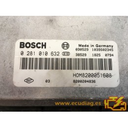 ENGINE ECU BOSCH EDC15C3-4.1 0281010632 OPEL VIVARO I (A) 1.9 DCI 100CV 8200051608 8200204836 / SW 1037386574 - WITH IMMO OFF