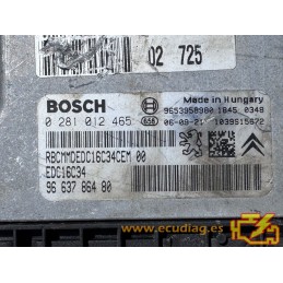 ECU BOSCH EDC16C34-2.10 0281012465 PEUGEOT 207 1.6 HDI 80KW 110CV