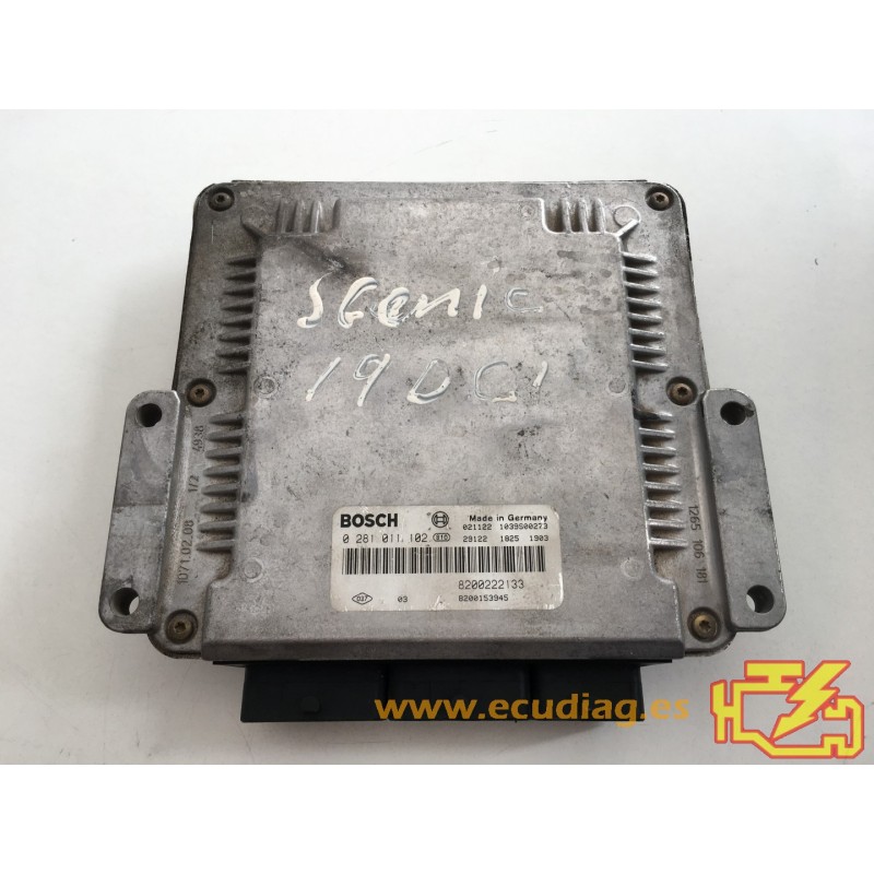ECU BOSCH EDC15C3-4.2 0281011102 RENAULT SCENIC I 1.9 DCI 75KW 102HP 8200153945 8200222133 / SW 1037367628 / WITH IMMO OFF