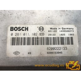 ECU BOSCH EDC15C3-4.2 0281011102 RENAULT SCENIC I 1.9 DCI 75KW 102HP 8200153945 8200222133 / SW 1037367628 / WITH IMMO OFF