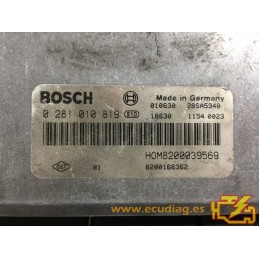 ECU BOSCH EDC15C3-4.13 0281010819 RENAULT MEGANE I 1.9 DCI 102CV HOM8200039569 8200166362 / SW 1037369917 / CON INMO ANULADO