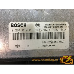 ECU BOSCH EDC15C3-4.13 0281010819 RENAULT MEGANE I 1.9 DCI 102HP HOM8200039569 8200166362 / SW 1037362784 / WITH IMMO OFF