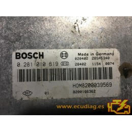 ECU BOSCH EDC15C3-4.13 0281010819 RENAULT MEGANE I 1.9 DCI 102HP HOM8200039569 8200166362 / SW 1037362784 / WITH IMMO OFF