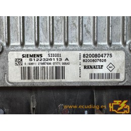 ECU SIEMENS SID301 S122326113A RENAULT GRAND SCENIC II 1.5 DCI 106CV 8200804775 8200807626 - / SW 8201129022 / CON INMO ANULADO
