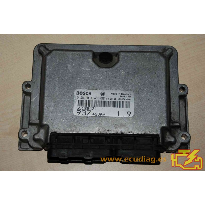 ECU BOSCH EDC15C7-2.3 0281011488 ALFA ROMEO 147 I 1.9 JTD 115HP 55189421 / SW 1037372060 / WITH DISABLED IMMOBILIZER (IMMO OFF)