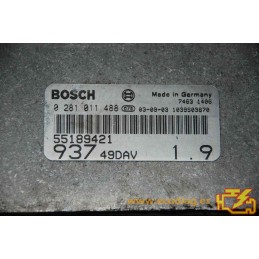 ECU BOSCH EDC15C7-2.3 0281011488 ALFA ROMEO 147 I 1.9 JTD 115HP 55189421 / SW 1037372060 / WITH DISABLED IMMOBILIZER (IMMO OFF)
