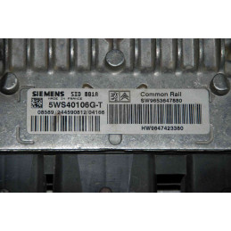 ECU MOTOR SIEMENS SID 801A 5WS40106G-T PSA HW 9647423380 SW 9653647880 - CON INMOVILIZADOR ANULADO (INMO / IMMO OFF)