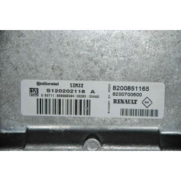 ECU CONTINENTAL SIM32 S120202116A RENAULT CLIO III 1.2i 74KW 100CV 8200851165 / SW 8201015965 / CON INMOVILIZADOR ANULADO