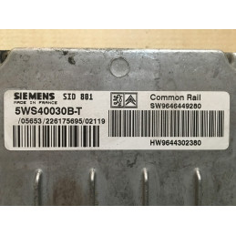 ECU MOTOR SIEMENS SID 801 5WS40030B-T PSA 9644302380 - CON INMOVILIZADOR ANULADO (INMO / IMMO OFF)