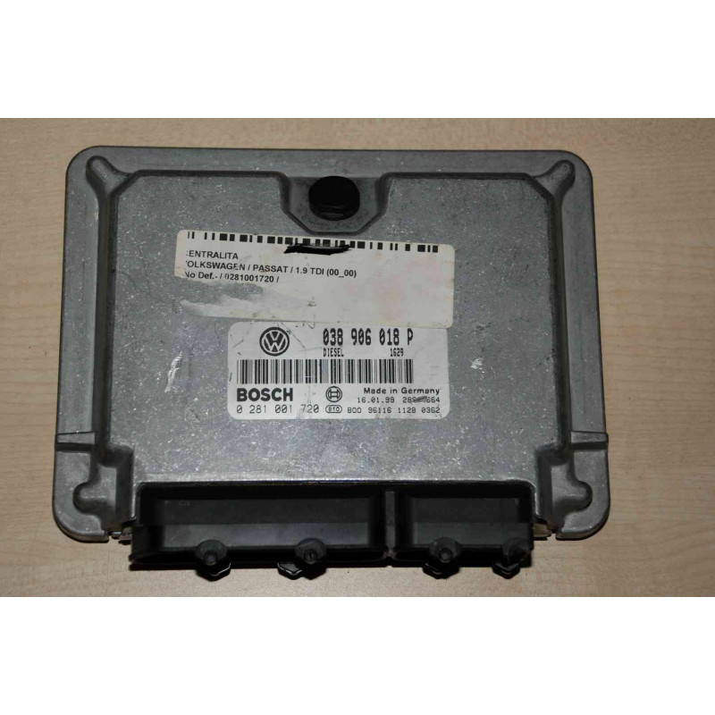 ECU BOSCH EDC15V-5.29 0281001720 VOLKSWAGEN PASSAT (3B) 1.9 TDI 81KW 110CV 038906018P - CON INMOVILIZADOR ANULADO