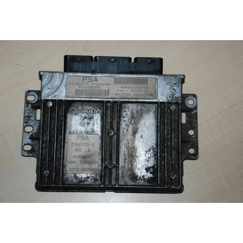 ECU SAGEM S2000-2A 21647431-0 PEUGEOT 206 I (T3) 1.4i 55KW 75HP HW 9644625680 SW 9646988680 - WITH DISABLED IMMOBILIZER