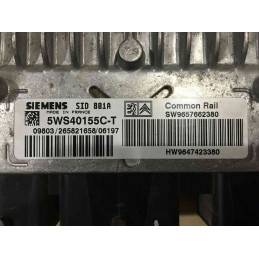 ECU MOTOR SIEMENS SID 801A 5WS40155C-T PSA HW 9647423380 SW 9657662380 - CON INMOVILIZADOR ANULADO (INMO / IMMO OFF)