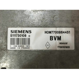 ECU MOTOR SIEMENS FENIX 3 S111730108C RENAULT MEGANE I 1.4i 55KW 75CV 7700101920 HOM7700864451 / CON INMOVILIZADOR ANULADO