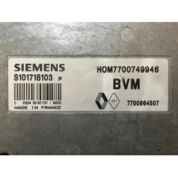 ECU MOTOR SIEMENS FENIX 3 S101718103P RENAULT 19 1.4i 46KW 58CV 7700864507 HOM7700749946 / CON INMOVILIZADOR ANULADO (IMMO OFF)