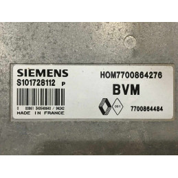 ECU MOTOR SIEMENS FENIX 3 S101728112P RENAULT 19 I 1.8i 66KW 90CV 7700864484 HOM7700864276 / CON INMOVILIZADOR ANULADO