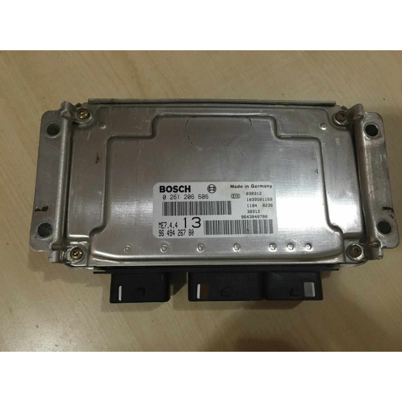 ECU BOSCH ME7.4.4 0261206606 PSA 9649426780 / SW 1037366739 - CON INMOVILIZADOR ANULADO (INMO / IMMO OFF)